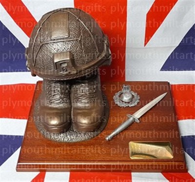 Royal Marines Boots and Virtus Helmet with Dagger